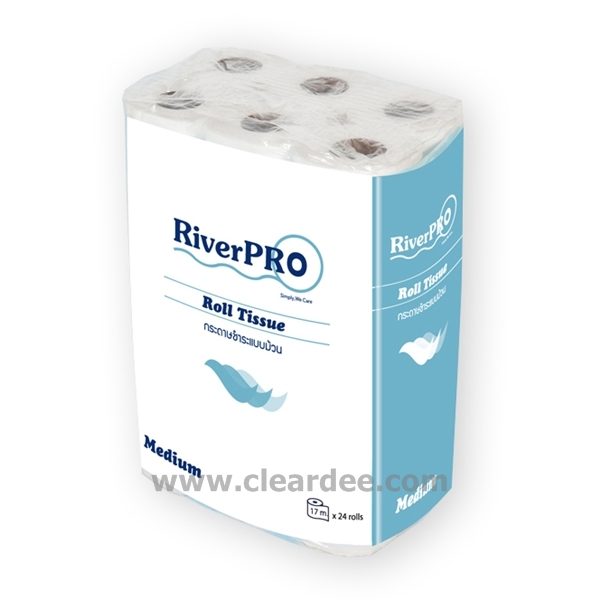 กระดาษชำระม้วนเล็ก RiverPro “Medium” ปริมาณ 144 ม้วน ( 17 เมตร )